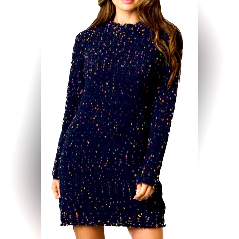 WOMEN'S MULTI COLOR SWEATER MINI DRESS